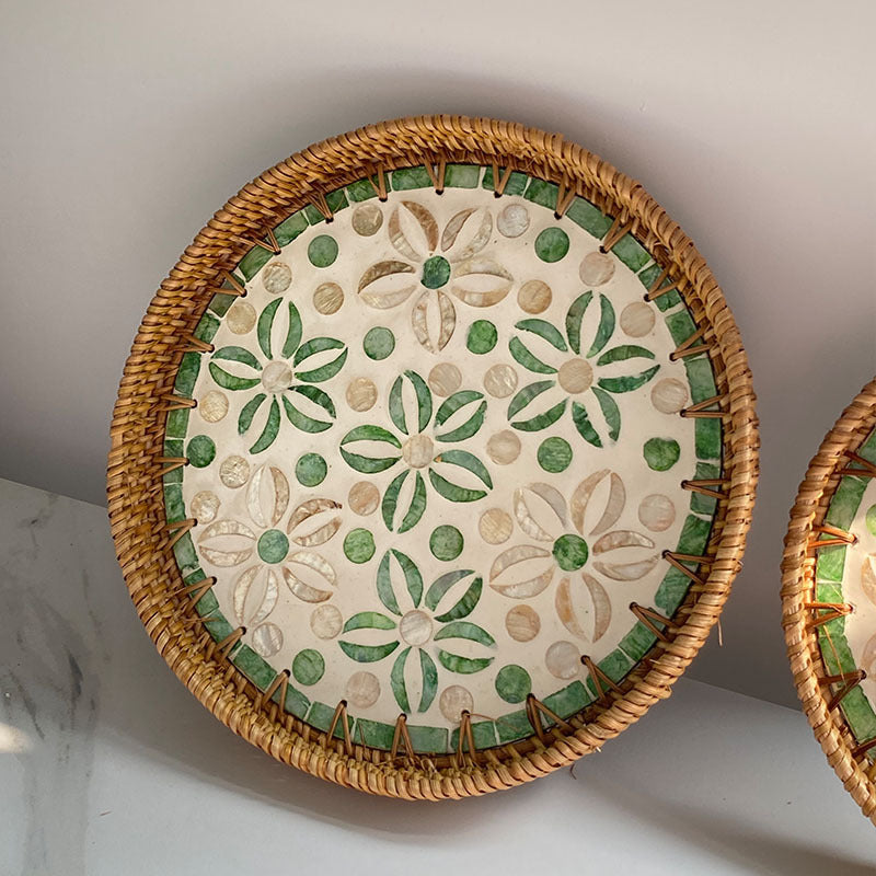 Dames Serveerschaal Ronde Mozaïek met Bloemmotieven 4