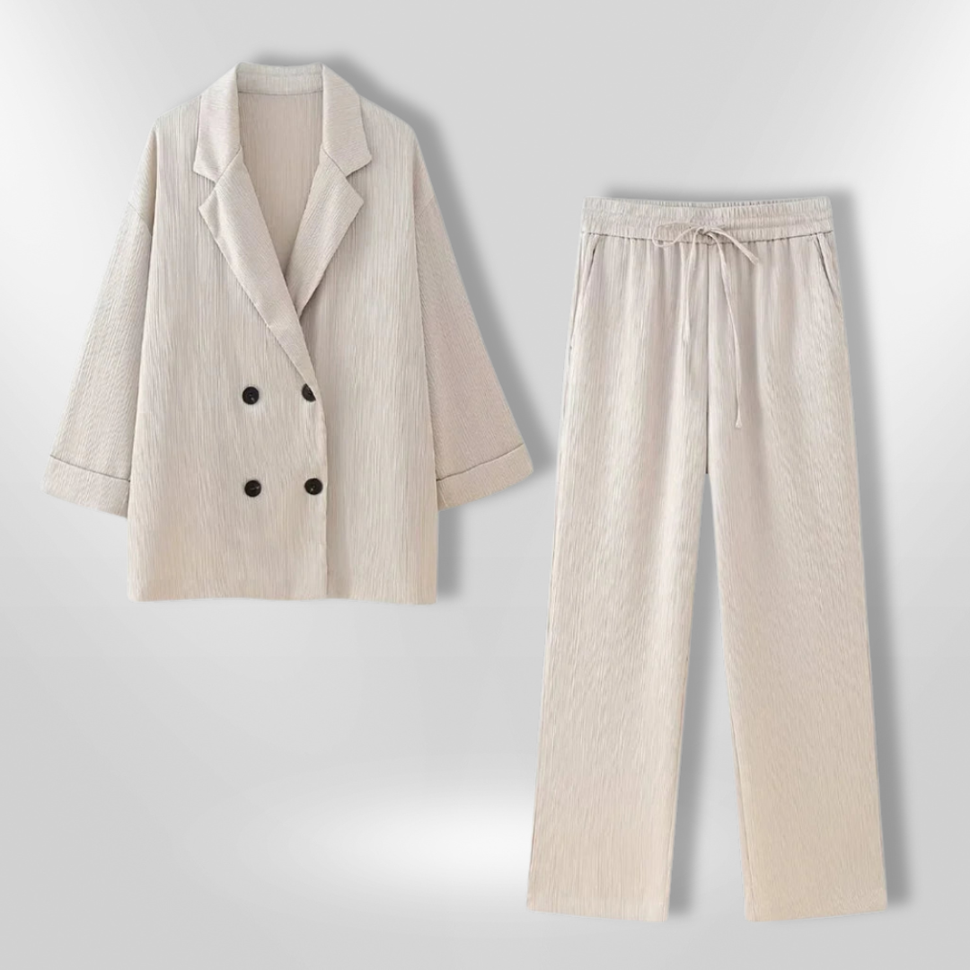 Dames Set Blazer en Broek Casual met Verstelbare Taille 2