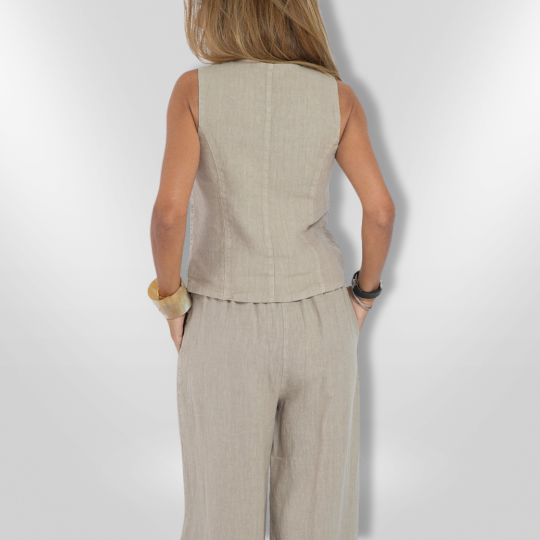 Dames Set Elegante Top en Wijde Broek 1
