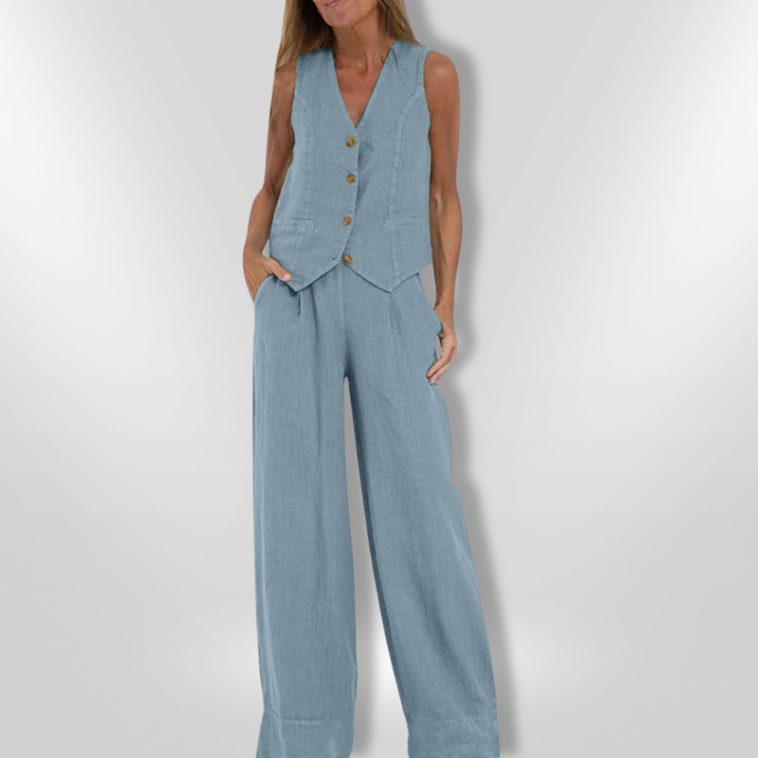 Dames Set Elegante Top en Wijde Broek 4