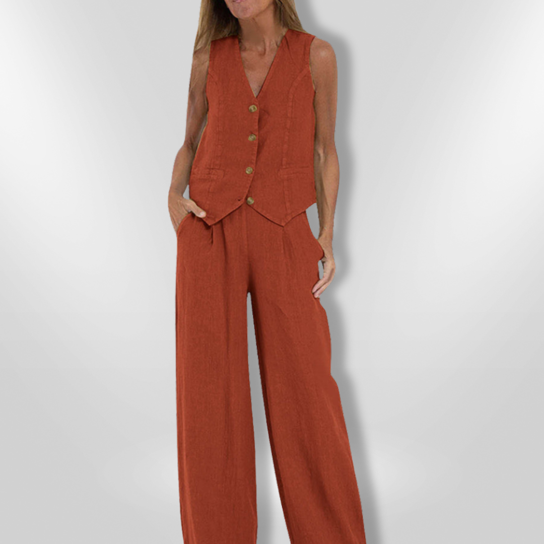 Dames Set Elegante Top en Wijde Broek 5