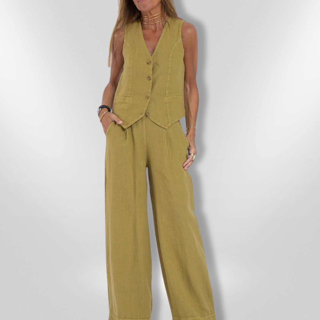 Dames Set Elegante Top en Wijde Broek 6
