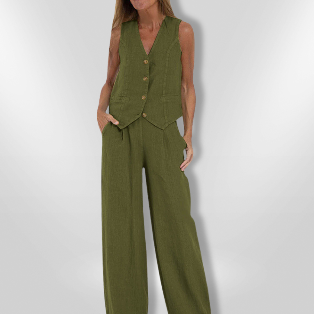 Dames Set Elegante Top en Wijde Broek 7