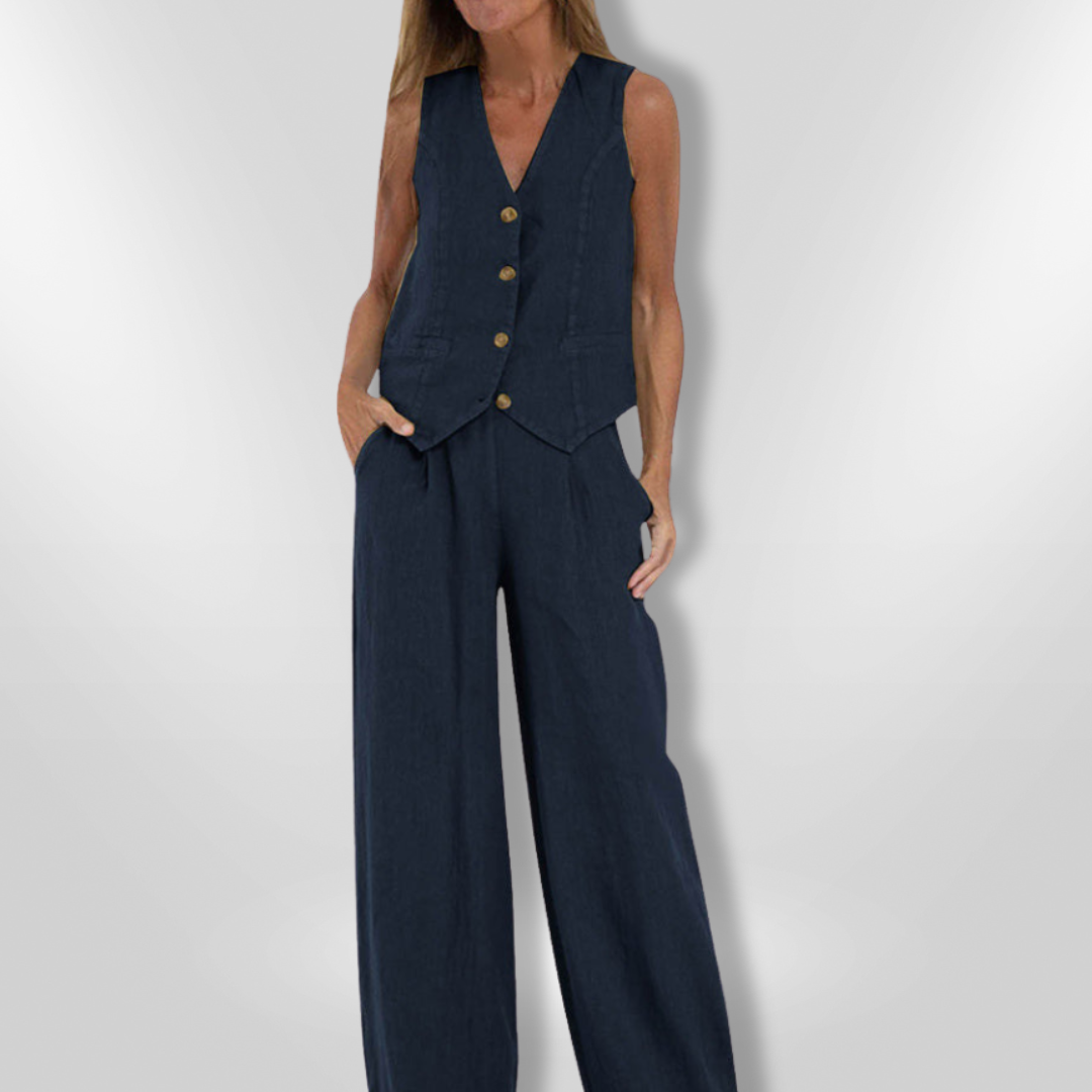 Dames Set Elegante Top en Wijde Broek 8