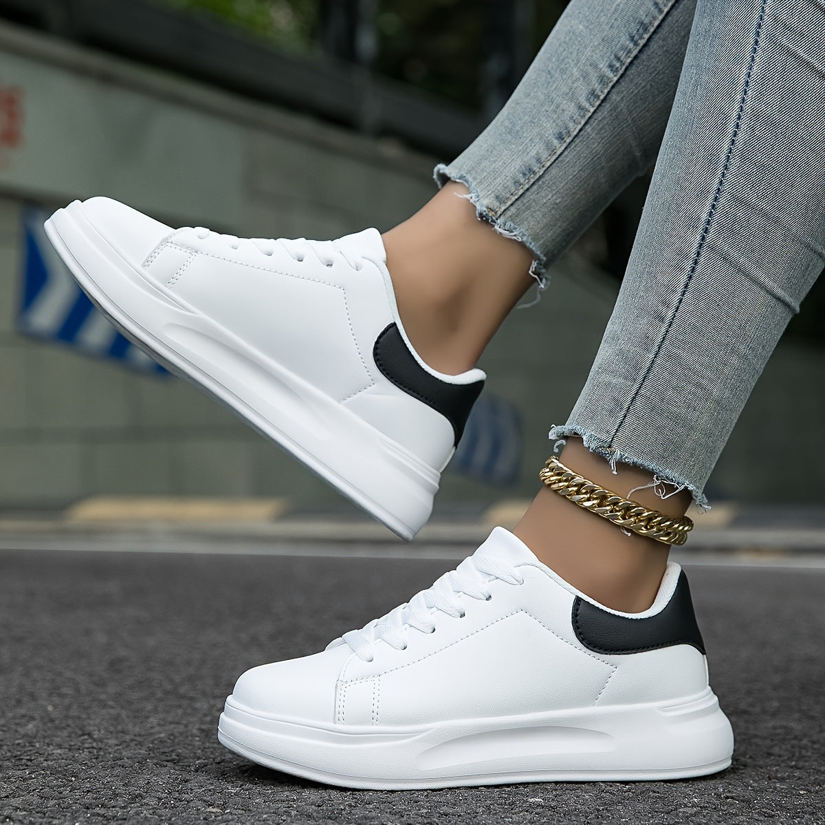 Dames Sneakers Witte Leren Casual Minimalistische Schoenen 1