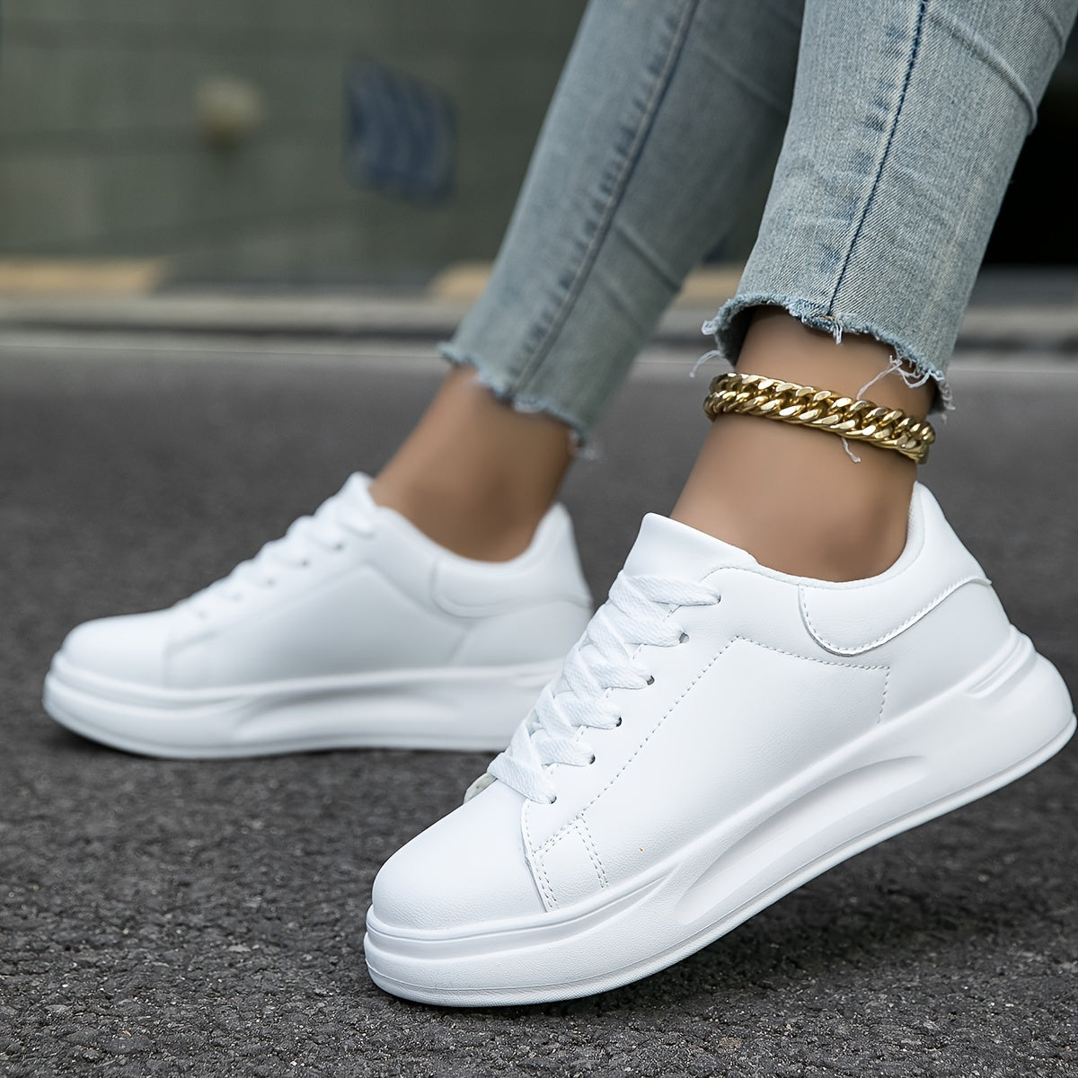 Dames Sneakers Witte Leren Casual Minimalistische Schoenen 2