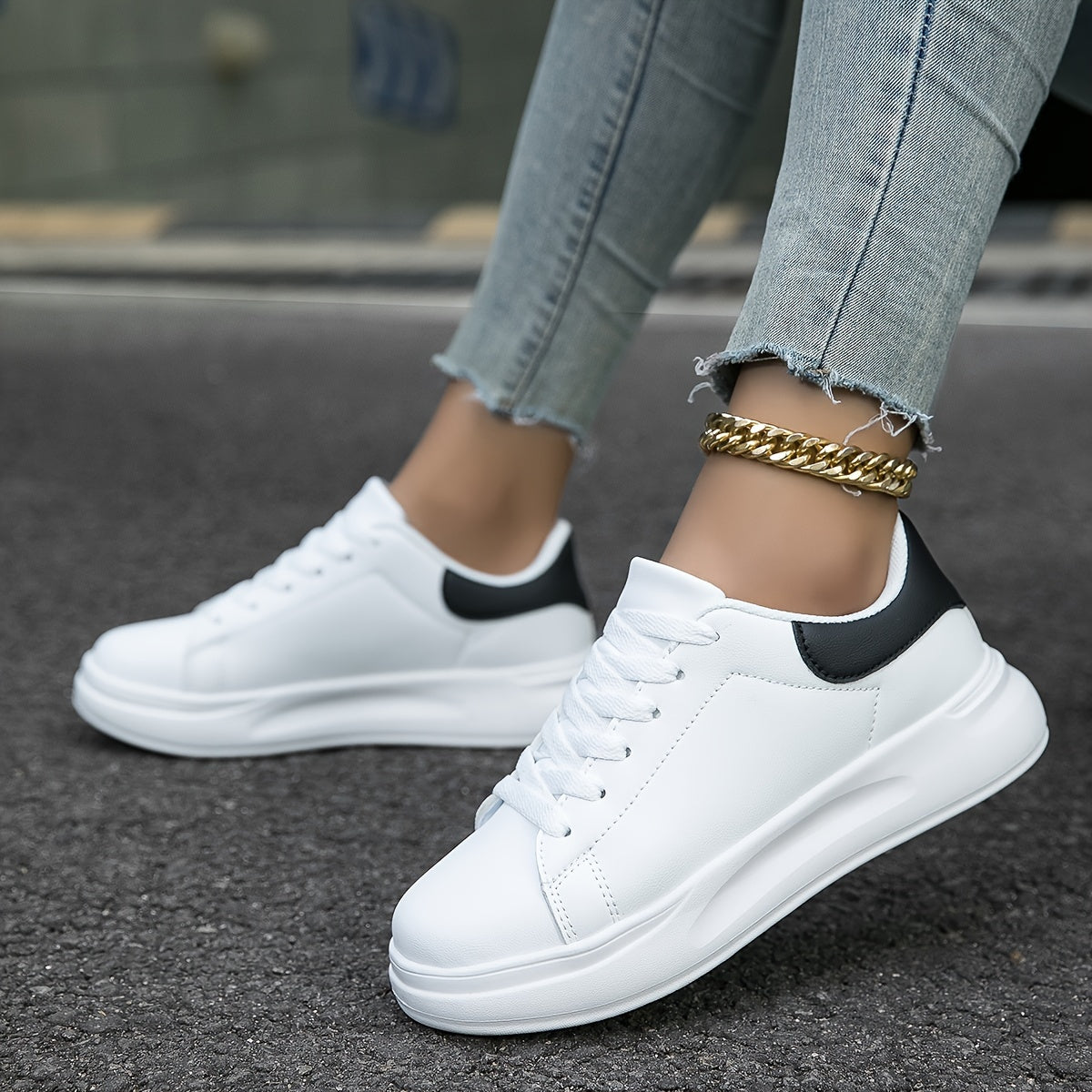 Dames Sneakers Witte Leren Casual Minimalistische Schoenen 3