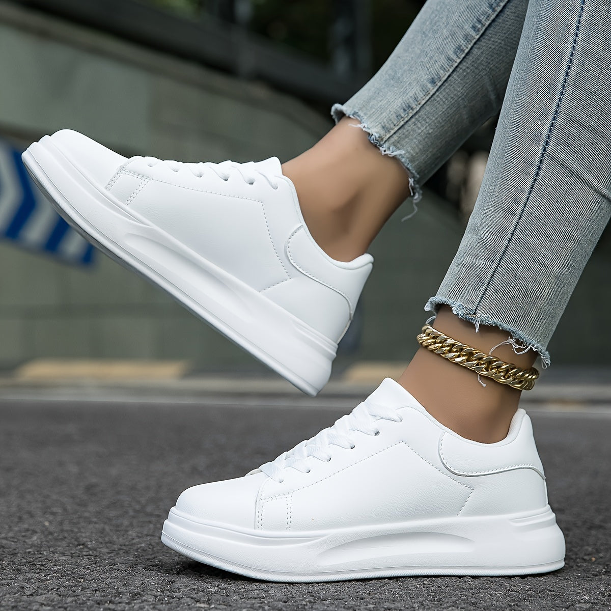 Dames Sneakers Witte Leren Casual Minimalistische Schoenen 6