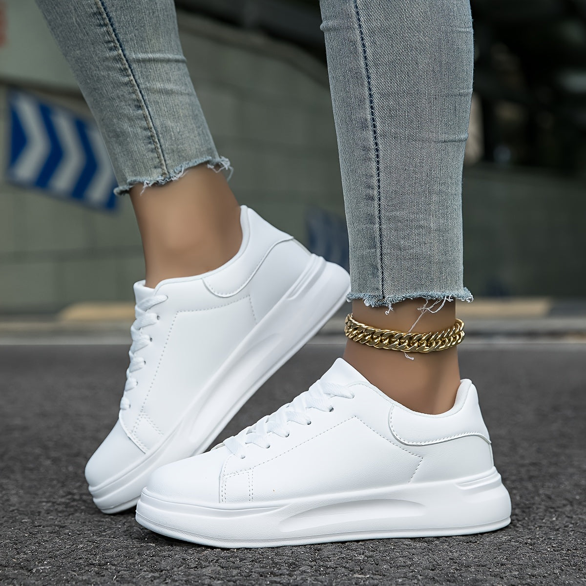 Dames Sneakers Witte Leren Casual Minimalistische Schoenen 8