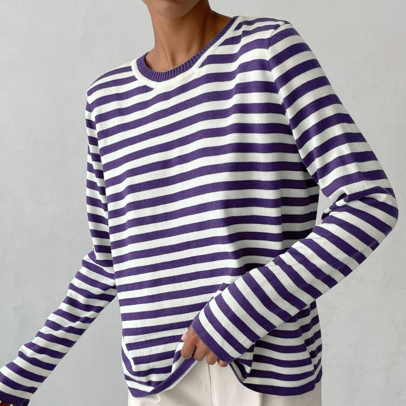 Dames T-shirt Met Strepen Casual Stijl 12