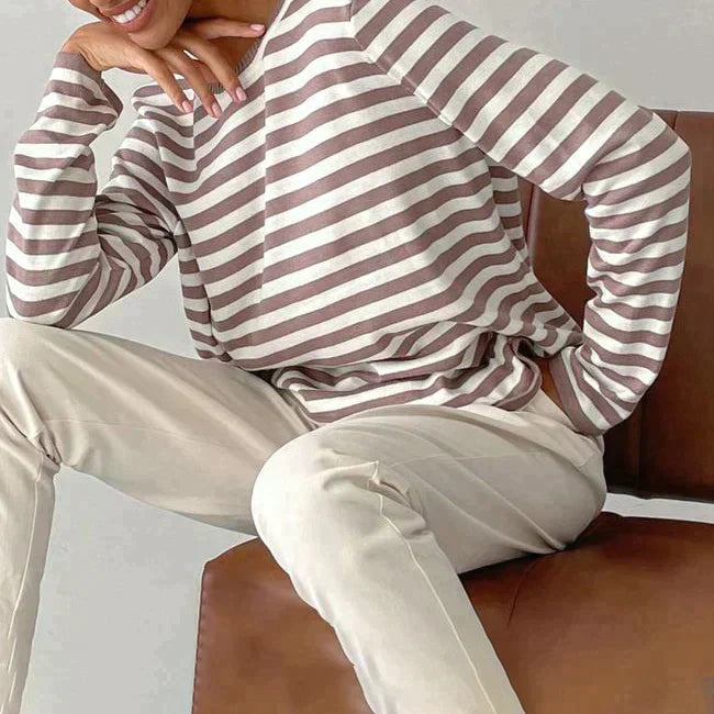 Dames T-shirt Met Strepen Casual Stijl 2