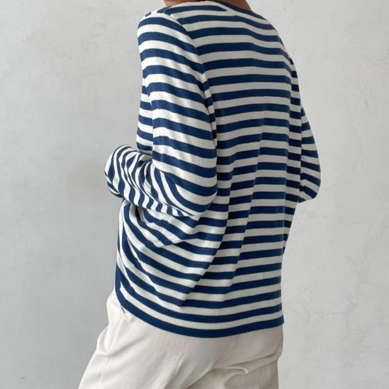 Dames T-shirt Met Strepen Casual Stijl 7