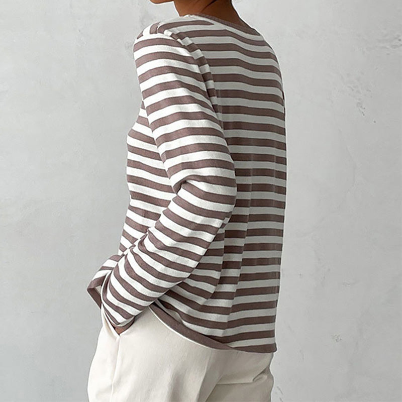 Dames T-shirt Met Strepen Casual Stijl 8