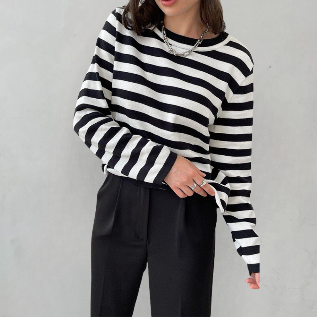 Dames T-shirt Met Strepen Casual Stijl 9