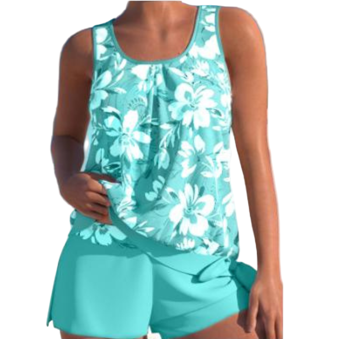 Dames Tankini Set Tweekleurig Bloemenprint Hoogwaardige Stof 0