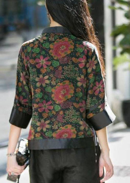 Dames Top met Opstaande Kraag en Knopenprint 4