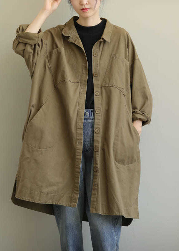 Dames Trenchcoat met PeterPan-kraag in Kaki 0