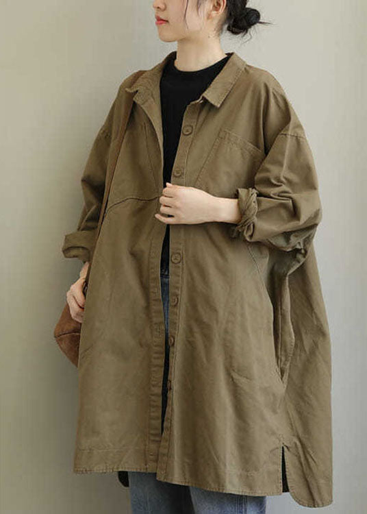 Dames Trenchcoat met PeterPan-kraag in Kaki 1