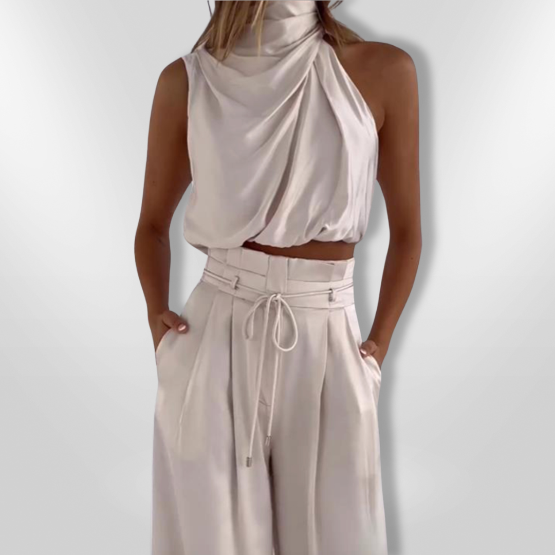 Dames Twee-Piece Set Elegante Top en Brede Broek 3