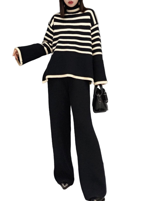 Dames Tweedelig Pak met Col en Gestreept Design 0
