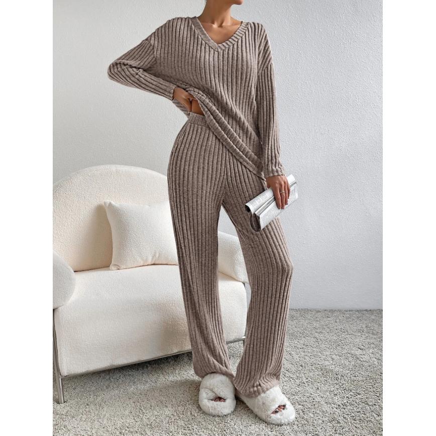 Dames Tweedelige Set Gebreid Minimalistisch Comfy Outfit 5