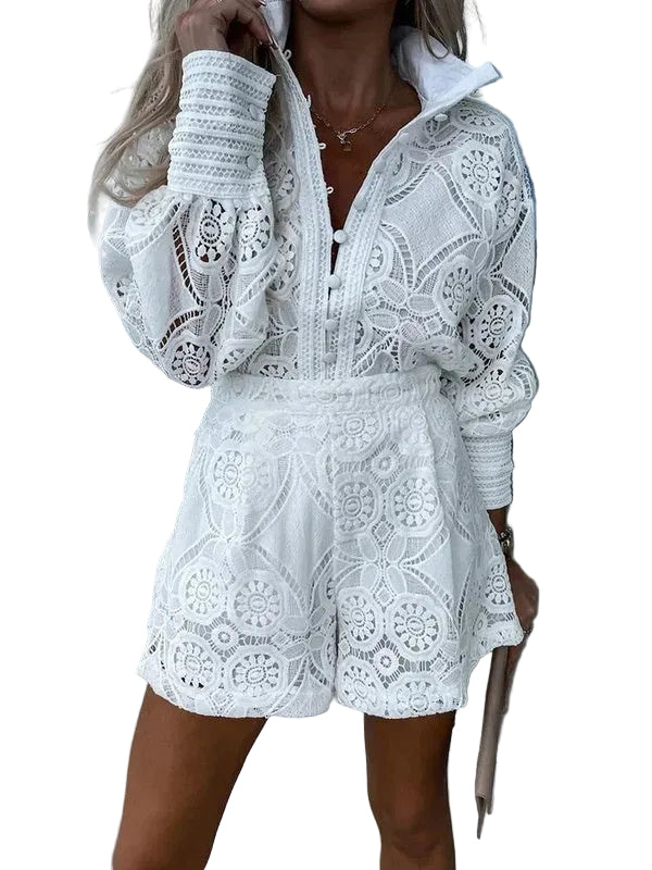 Dames Tweedelige Zomer Outfit Ibiza Stijl Met Kanten Details 0