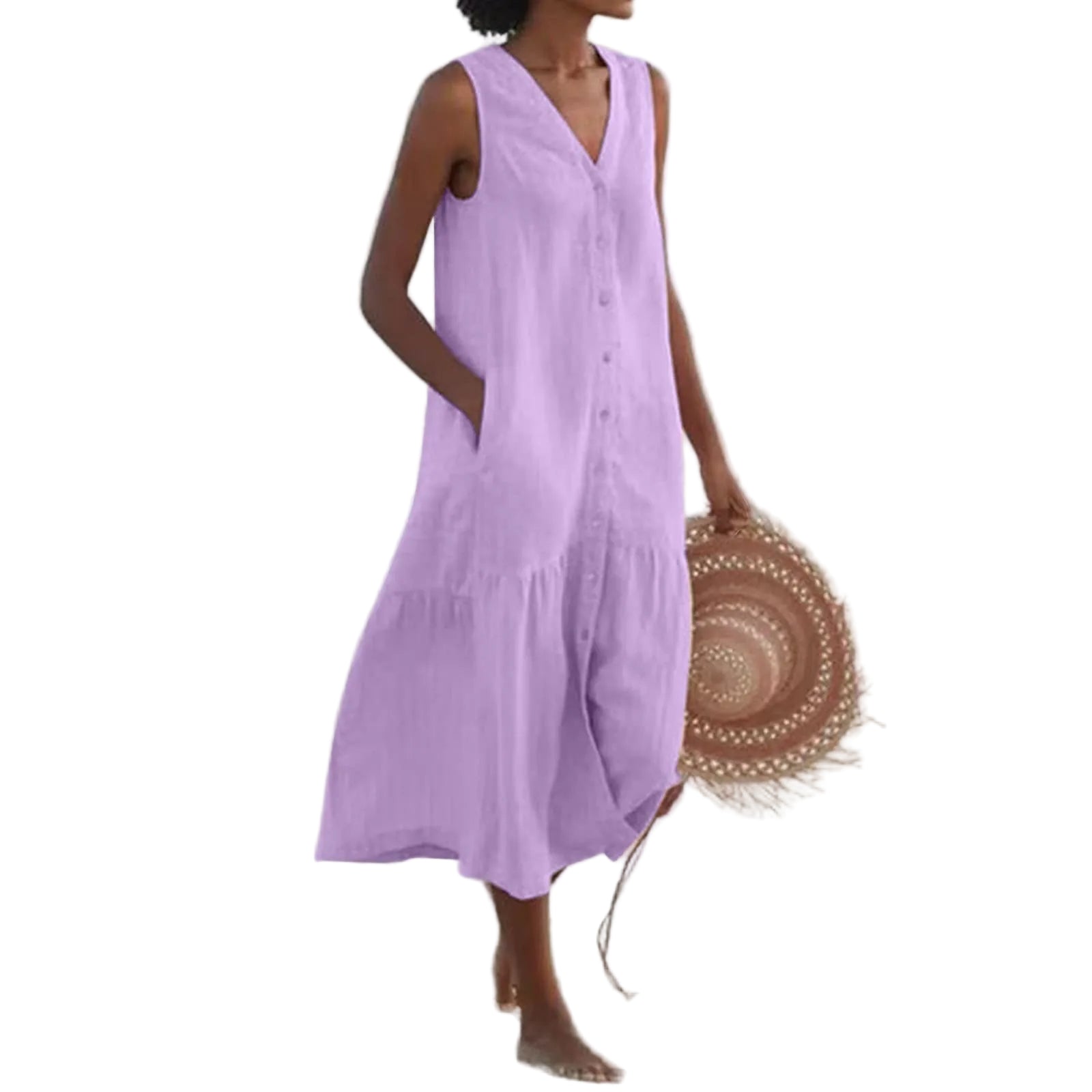 Dames V-Ausschnitt Kleid Casual Luchtig 5