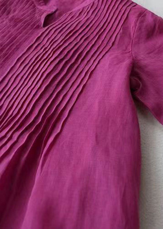 Dames V-hals Jurk met Gerimpelde Zakken en Patchwork 2
