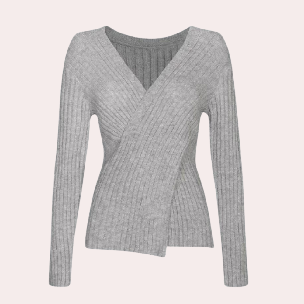 Dames V-hals Trui met Criss-Cross Details 3