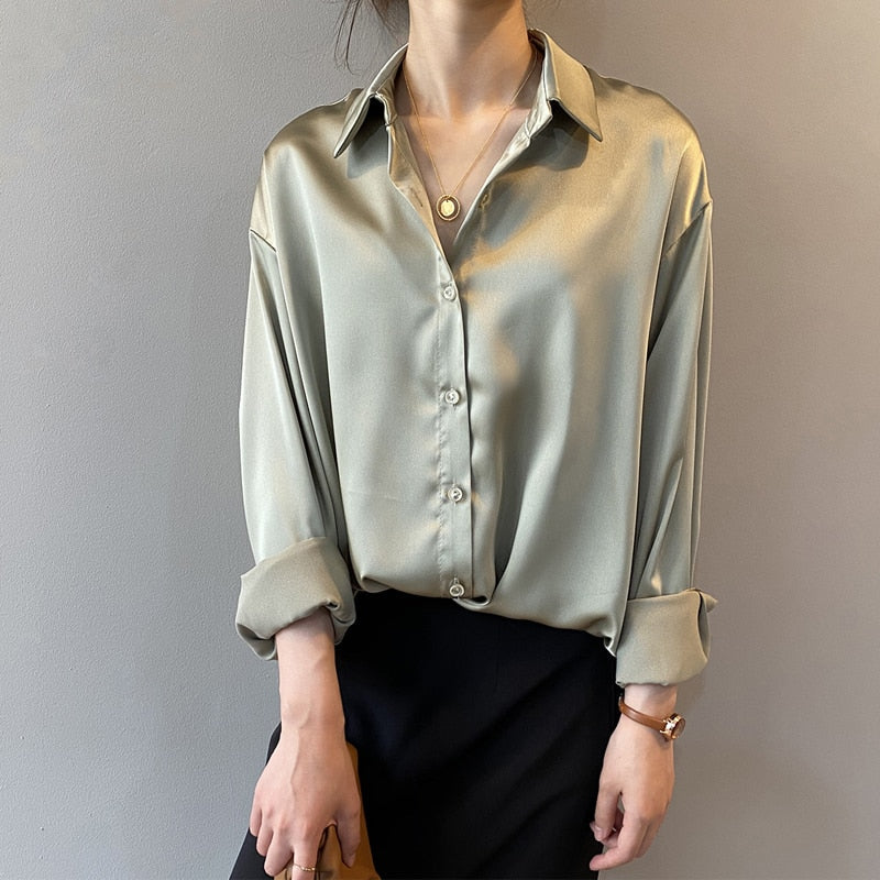 Dames Vintage Blouse met Zijden Overhemdstijl 1