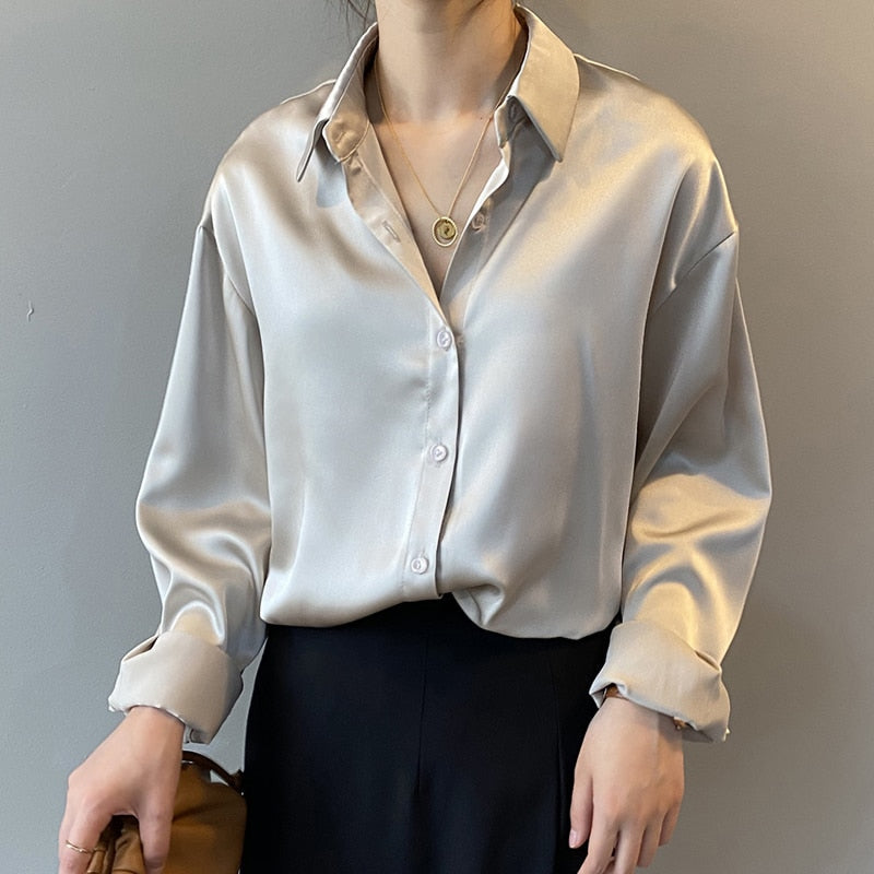 Dames Vintage Blouse met Zijden Overhemdstijl 5