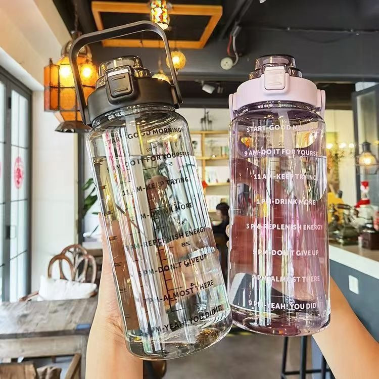 Dames Waterfles 1 Liter met Handgreep en Lekvrij Deksel 2