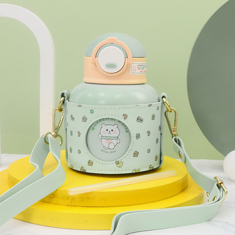 Dames Waterfles Geïsoleerd met Draagriem en Dierenmotief 0