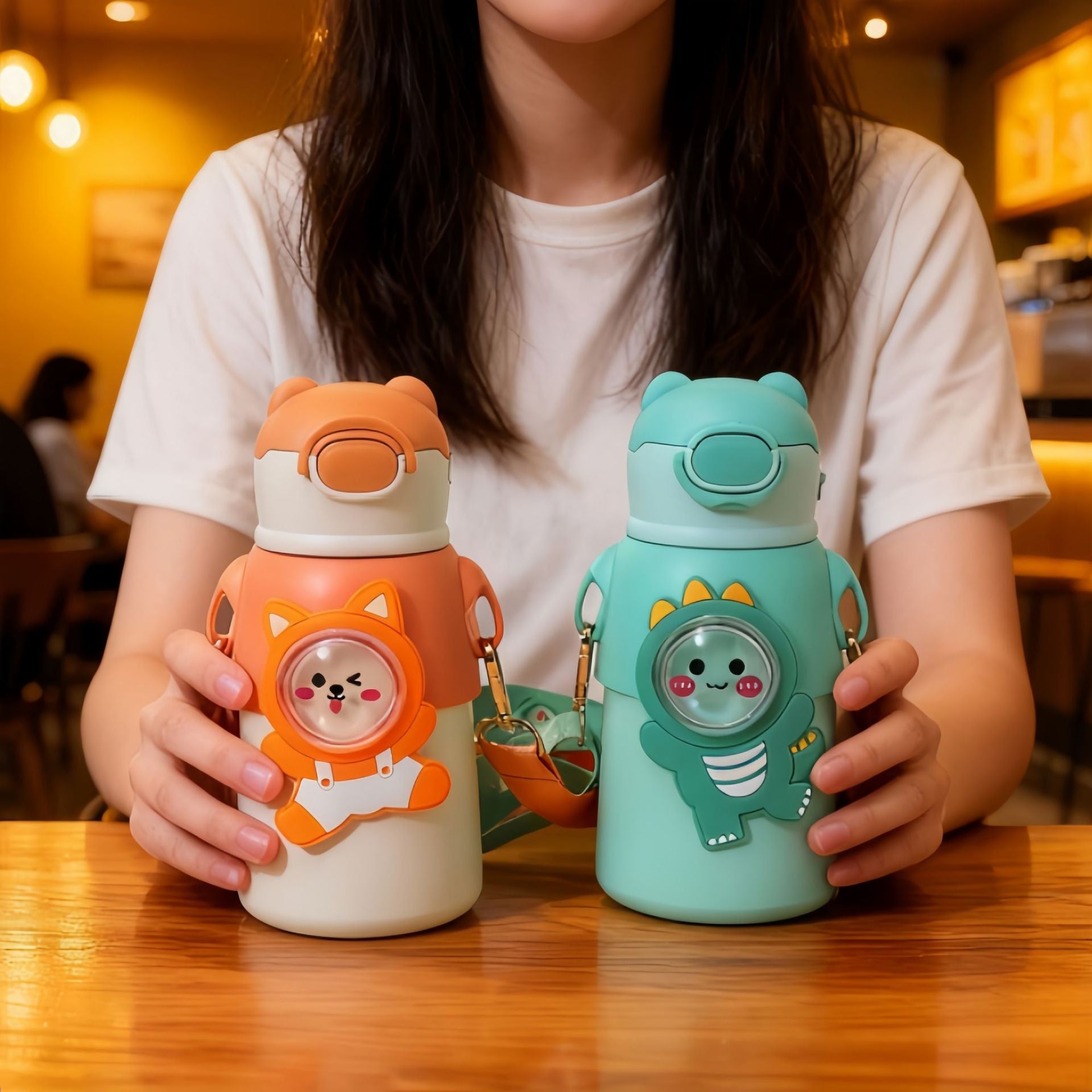 Dames Waterfles met Artistiek Dierendesign voor Onderweg 3