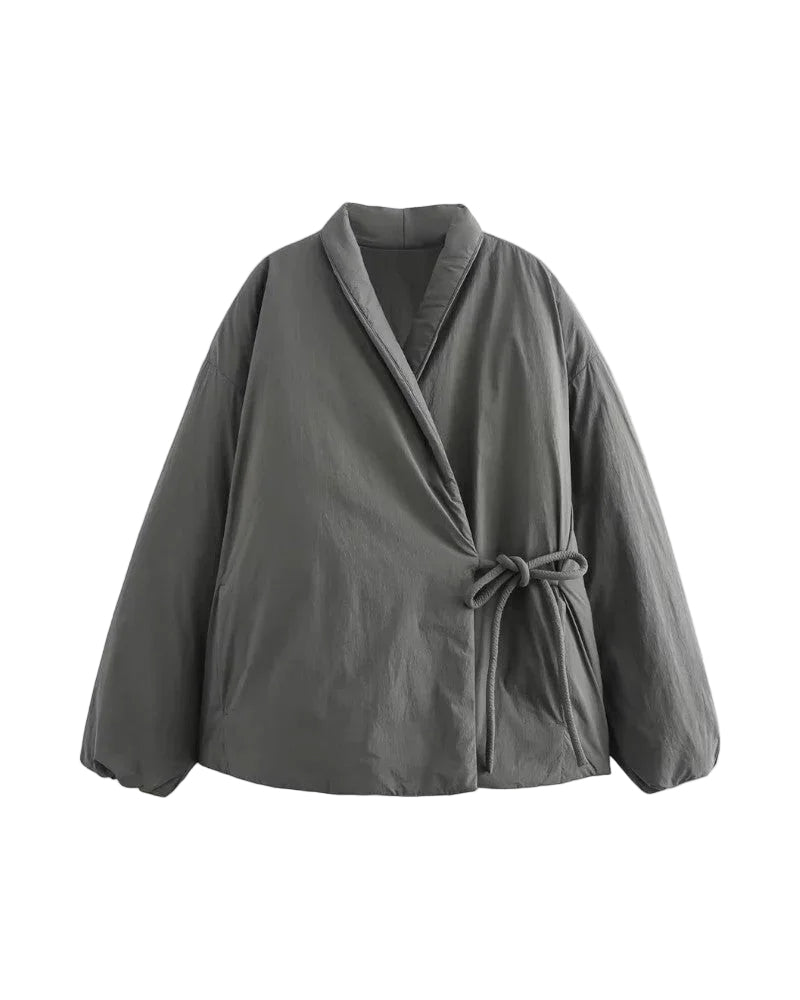 Dames Winterjas Pufferjack Met Tailleband Asymmetrisch Design 0