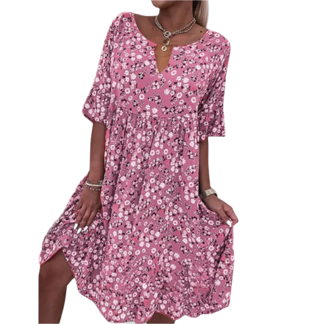 Dames Zomerjurk Luchtig Met Bloemenprint Ademend Materiaal 0