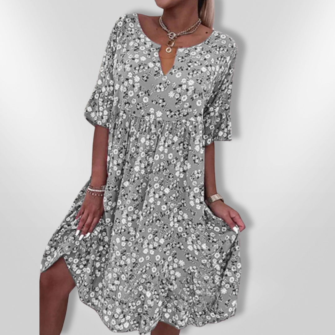 Dames Zomerjurk Luchtig Met Bloemenprint Ademend Materiaal 5