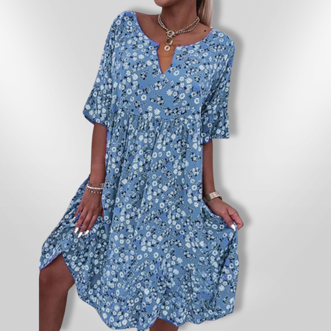 Dames Zomerjurk Luchtig Met Bloemenprint Ademend Materiaal 6