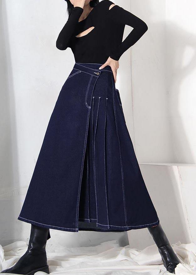 Dames Zomerrok Asymmetrisch Denimblauw 0
