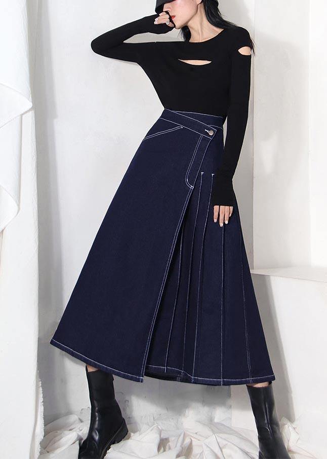 Dames Zomerrok Asymmetrisch Denimblauw 1