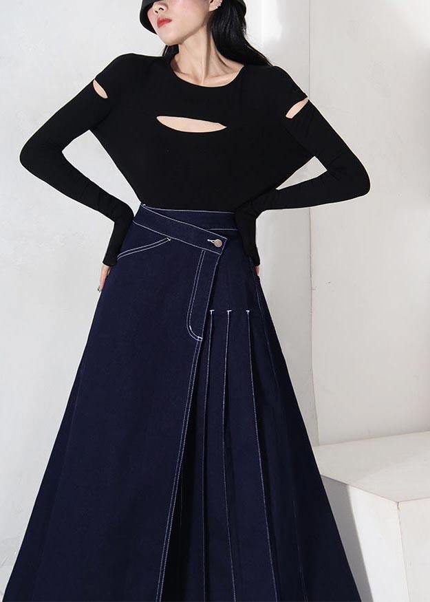 Dames Zomerrok Asymmetrisch Denimblauw 2