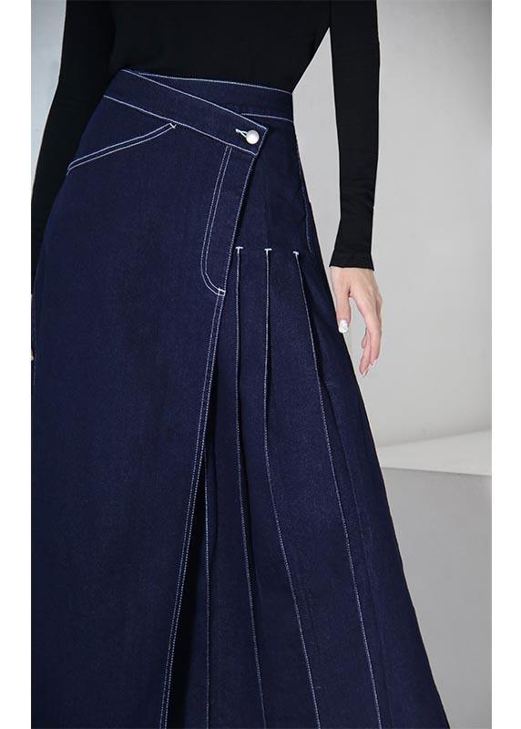 Dames Zomerrok Asymmetrisch Denimblauw 4