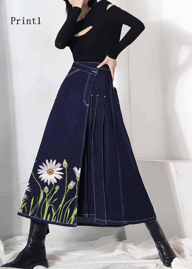 Dames Zomerrok Asymmetrisch Denimblauw 5