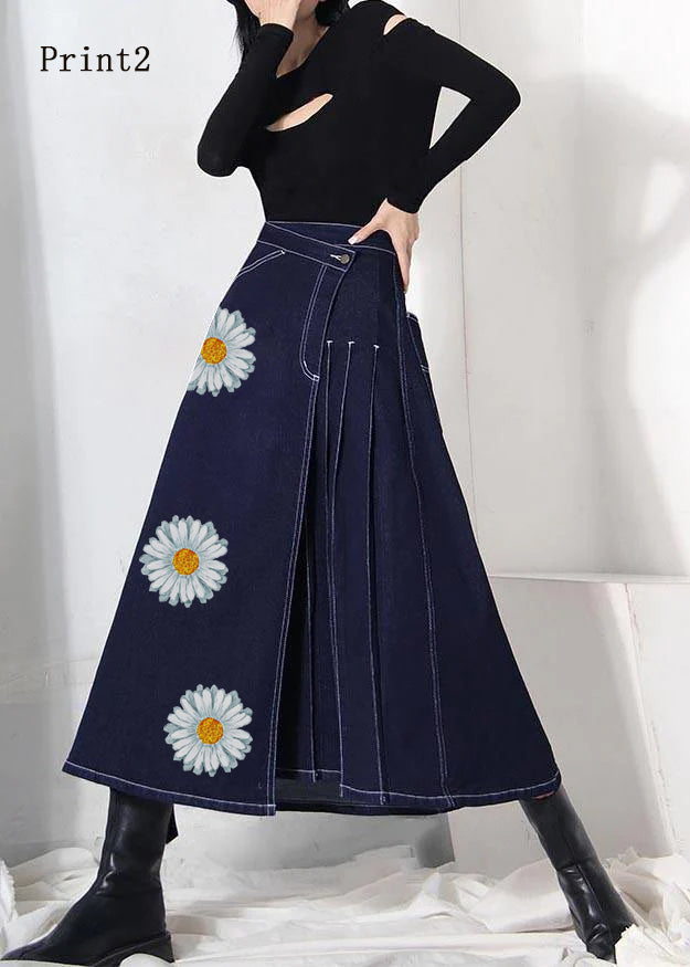 Dames Zomerrok Asymmetrisch Denimblauw 6