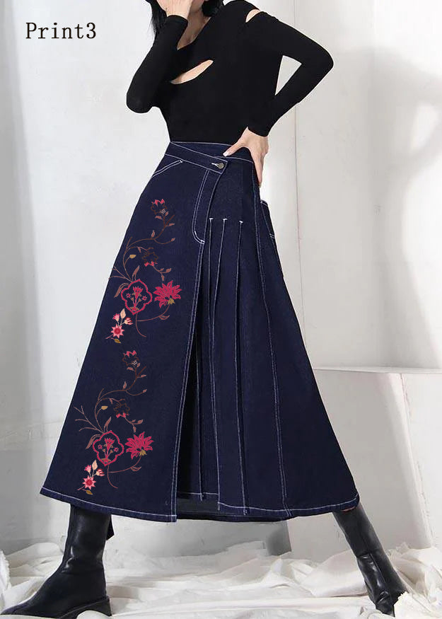 Dames Zomerrok Asymmetrisch Denimblauw 7