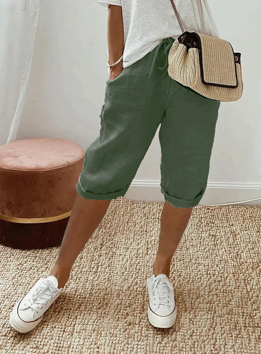 Damesbroek in linnenlook, elegante zomerstijl, linnenmix 5