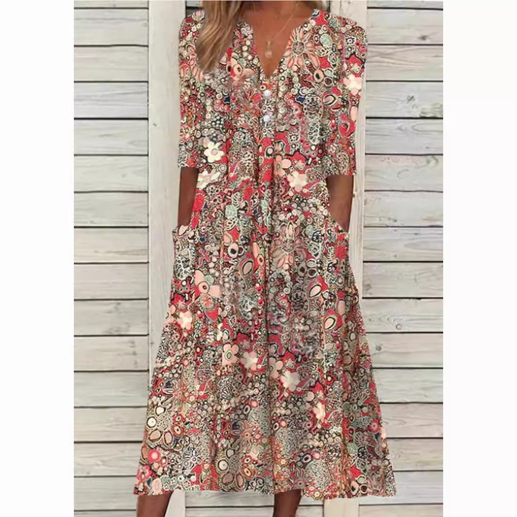 Damesjurk met bloemenprint, lichtgewicht, ideaal voor lente- en zomeractiviteiten