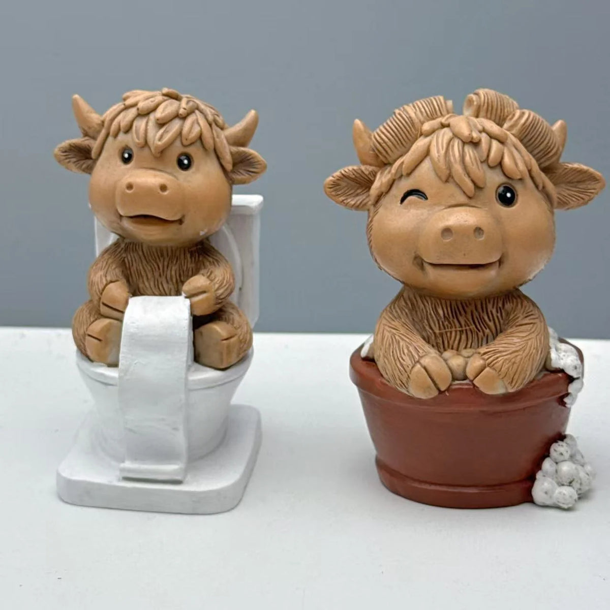 Decoratief Beeldje Schotse Hooglandkoe Humoristisch Design 2
