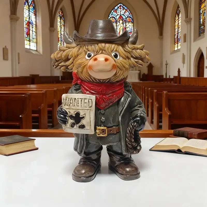 Decoratief Cowboyfiguur met Schotse Hooglandkoe Design 2