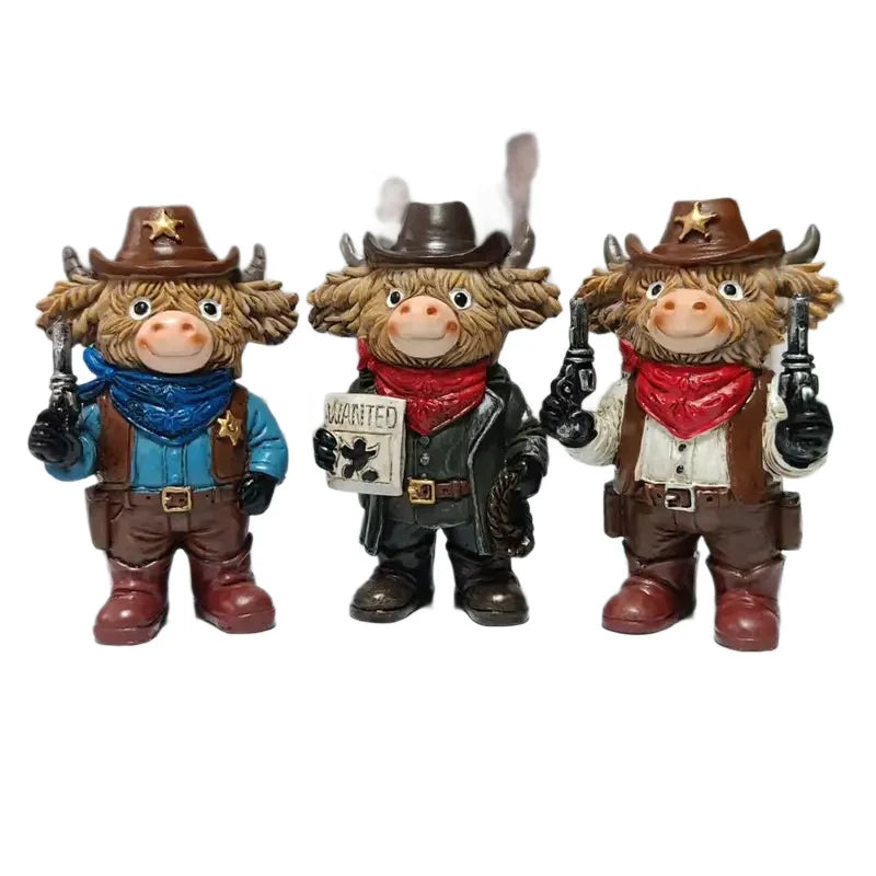 Decoratief Cowboyfiguur met Schotse Hooglandkoe Design 4